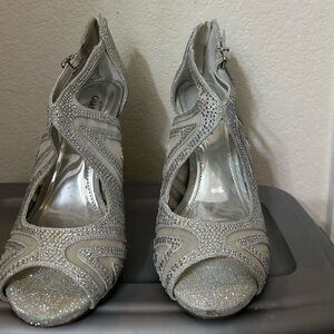 Silver sparkly high heels
